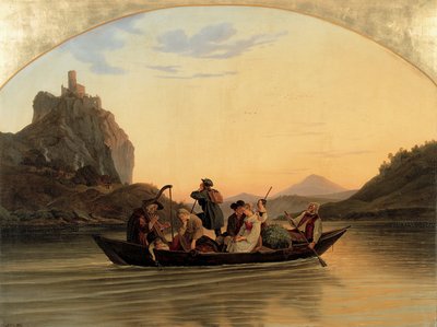 Oversteek bij Schreckenstein door Gustav Karl Ludwig Richter